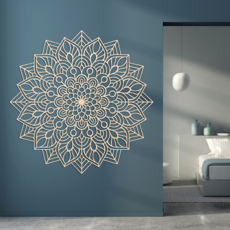Wooden mandala on the wall Flower of Life