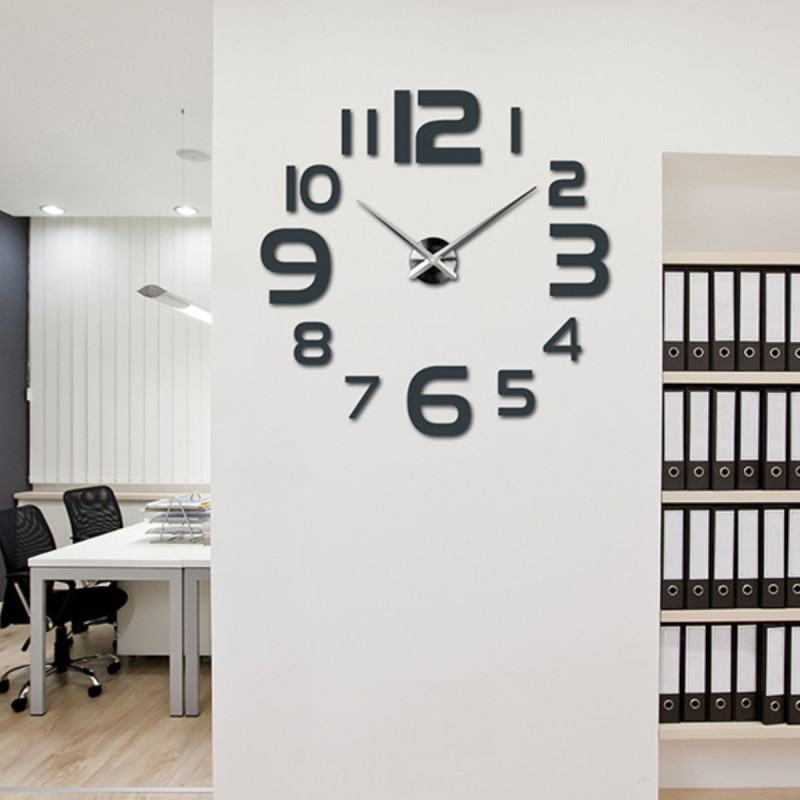 Adhesive mirror wall clock
