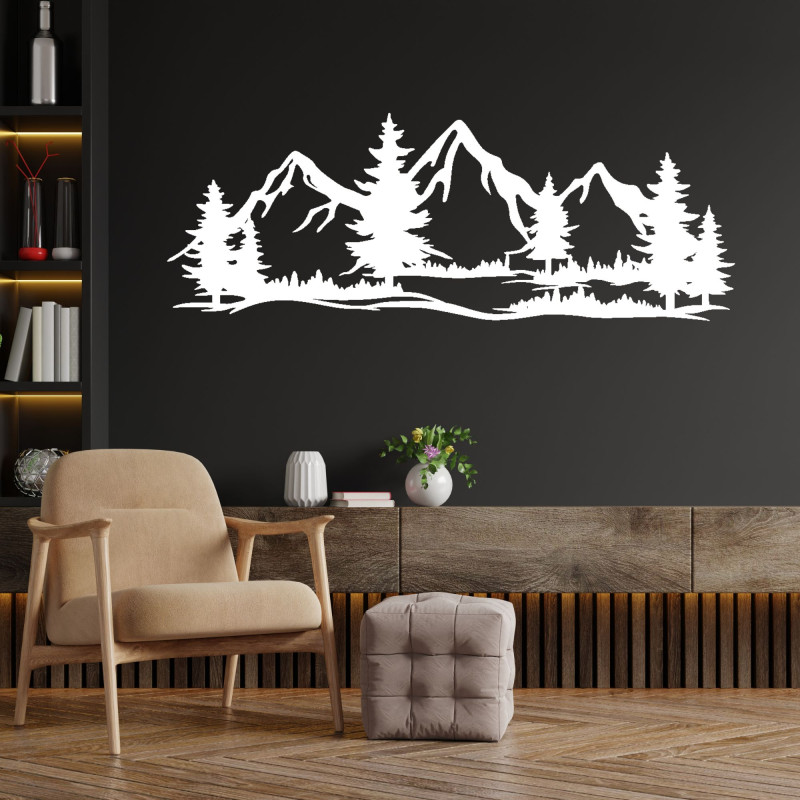 Wooden wall decoration - mighty mountains and...