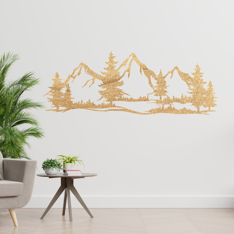 Wooden wall decoration massive mountains and...