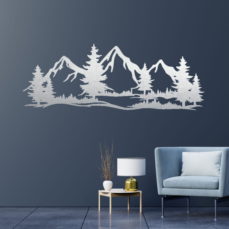 Wooden wall decoration massive mountains and...