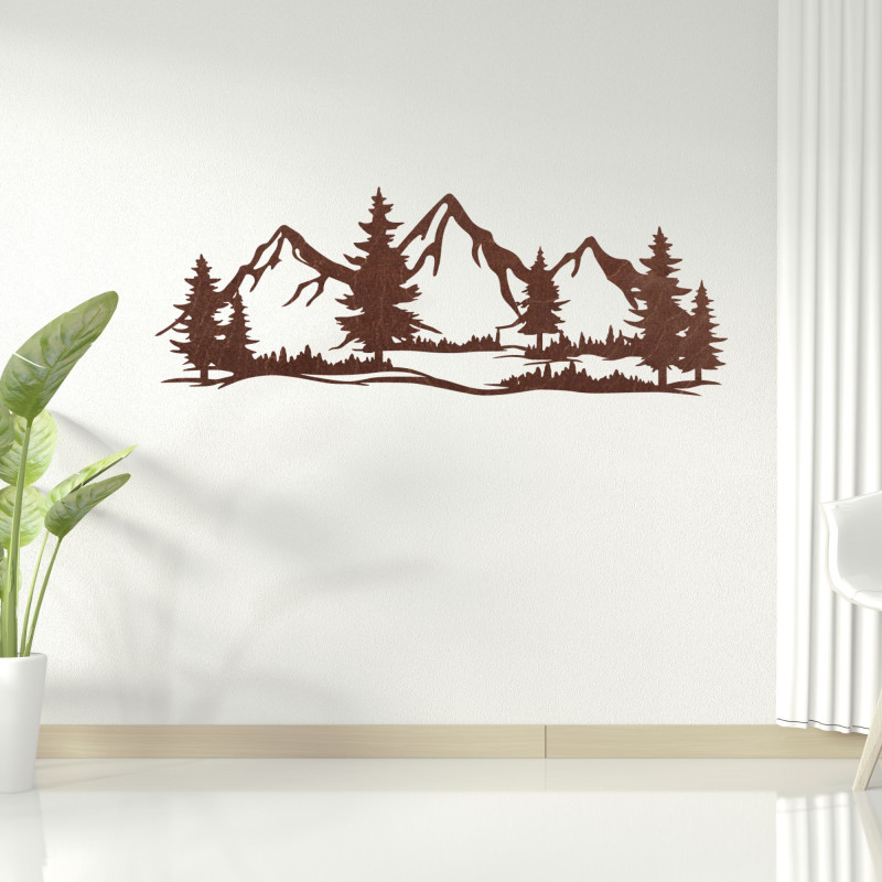 Wooden wall decoration massive mountains and...