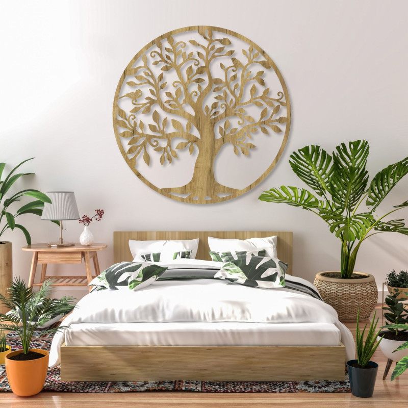 Wooden decoration tree of life on the wall, art