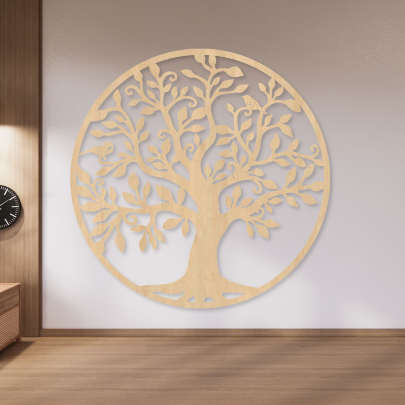 Wooden decoration tree of life on the wall, art