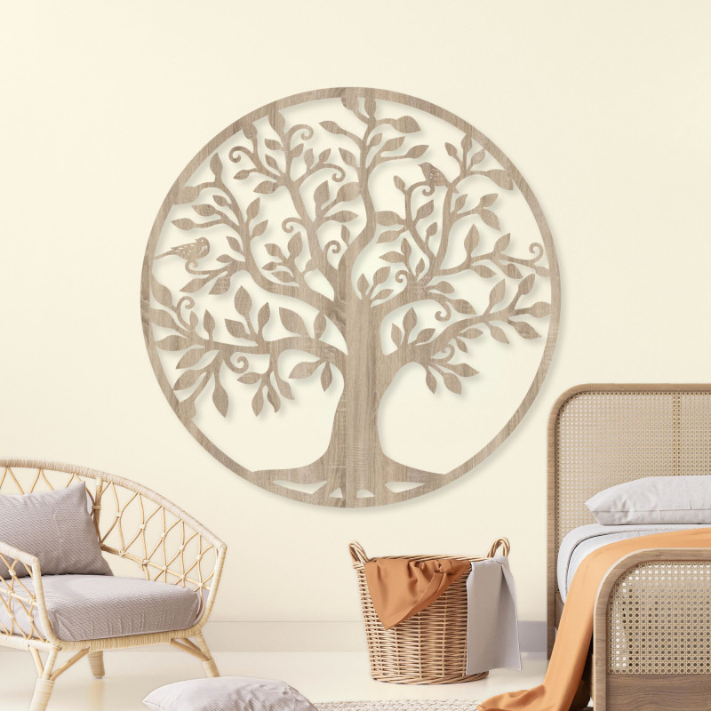Wooden decoration tree of life on the wall, art