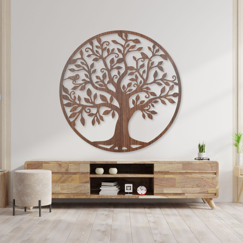 Wooden decoration tree of life on the wall, art