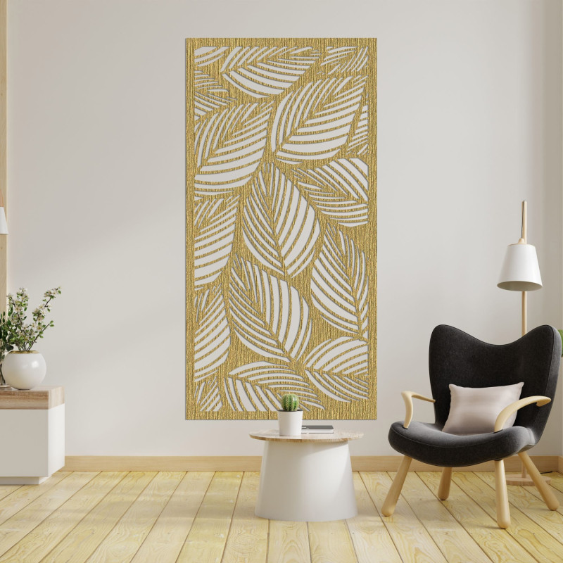 A painting with a leaf motif for the living room, a touch of nature and lightness.