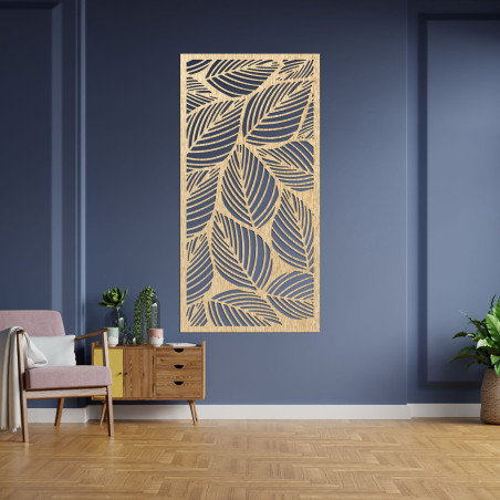 A painting with a leaf motif for the living room, a touch of nature and lightness.
