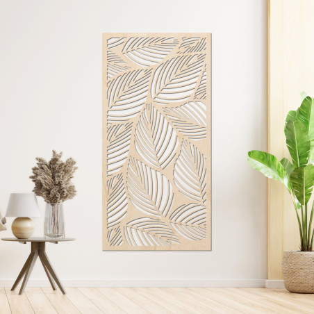 A painting with a leaf motif for the living room, a touch of nature and lightness.