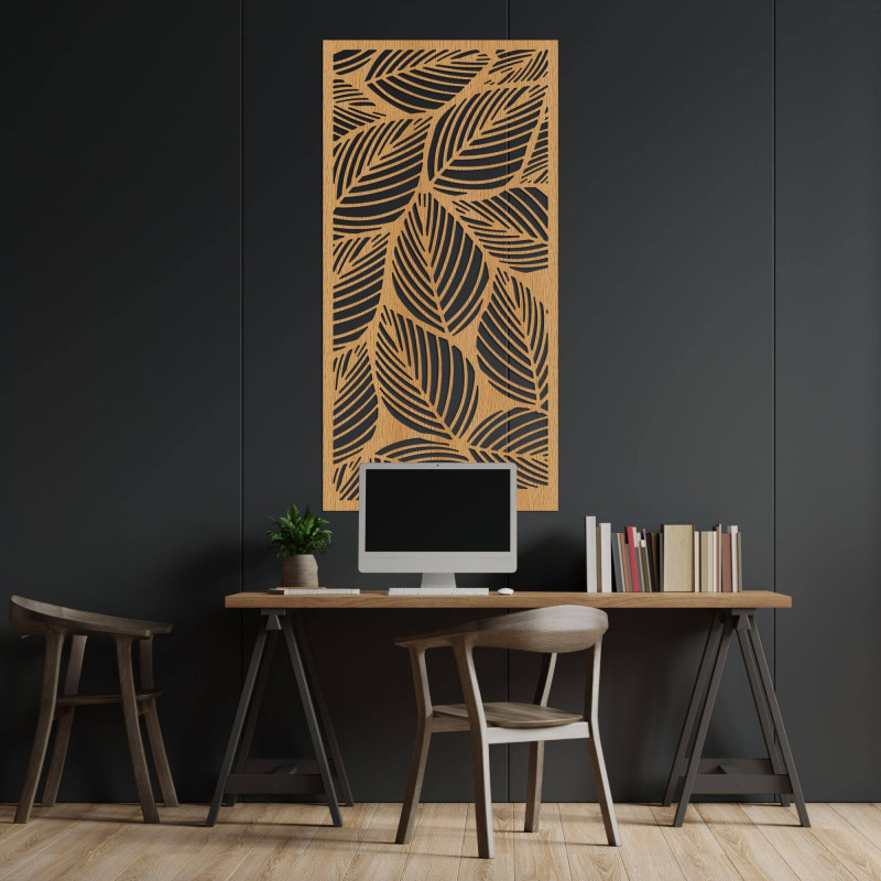 Stylish wooden wall painting with a leaf motif. The SENTOP tropical panel painting will give your interior a natural and modern 