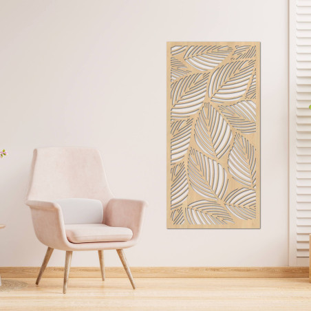 Stylish wooden wall painting with a leaf motif. The SENTOP tropical panel painting will give your interior a natural and modern 