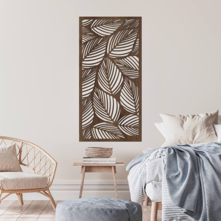 Stylish wooden wall painting with a leaf motif. The SENTOP tropical panel painting will give your interior a natural and modern 