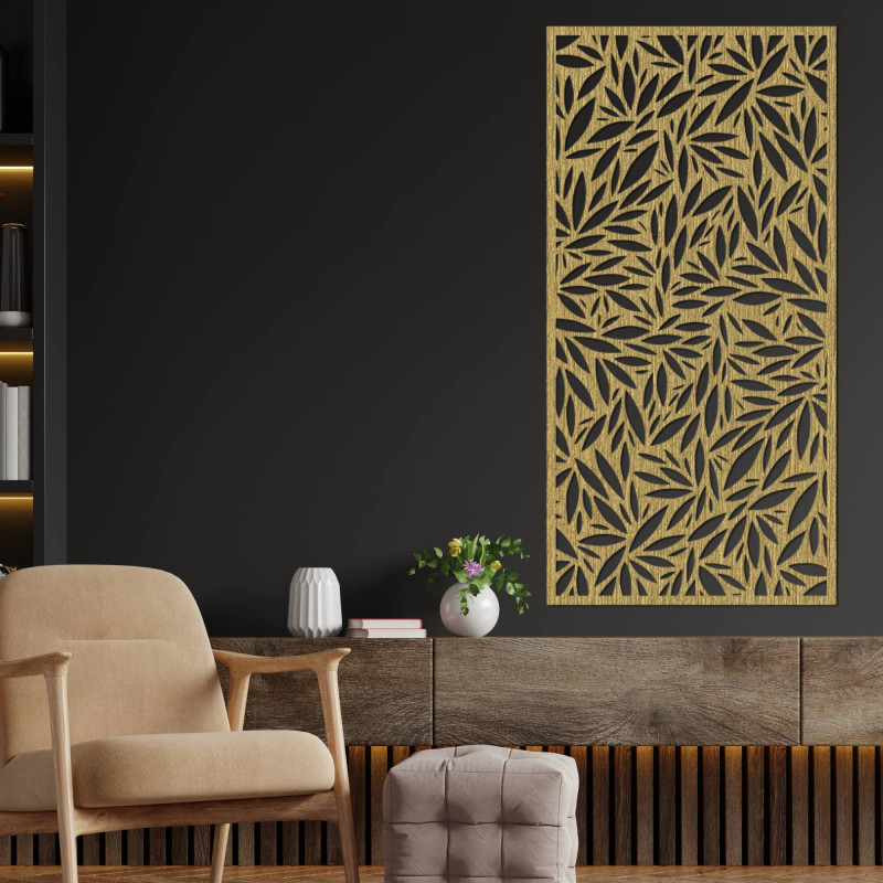 Liven up your interior with a wooden picture with a leaf motif