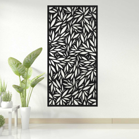 Wooden wall panel plant motif