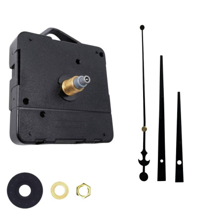 Black aluminum hands with anchor and quiet quartz movement, ideal for modern and themed interiors.