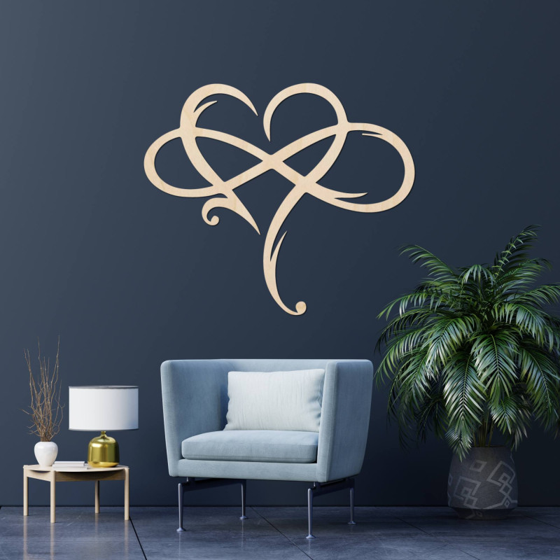 The image of an infinite heart made of high-quality plywood is a symbol of eternal love and a strong connection.