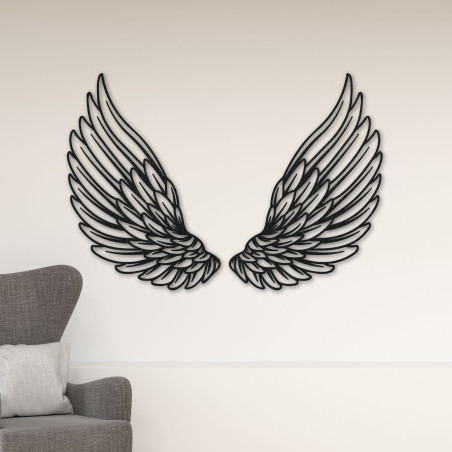 This wooden wall decoration in the shape of angel wings symbolizes freedom, protection, and lightness.