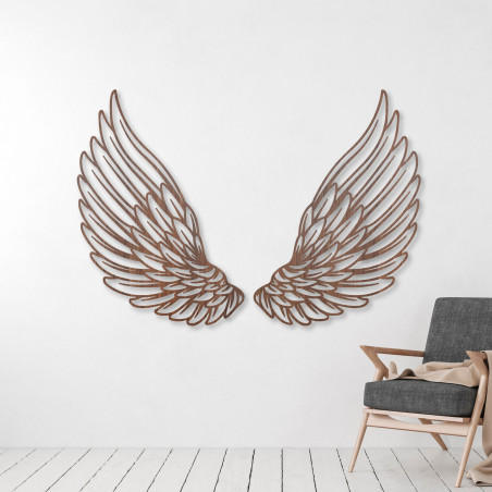 This wooden wall decoration in the shape of angel wings symbolizes freedom, protection, and lightness.