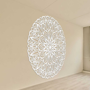 Carved wooden mandala on the wall, flower of time - ORIN