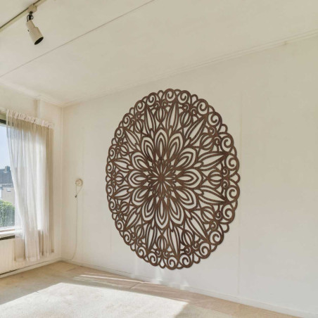 Carved wooden mandala on the wall, flower of time - ORIN