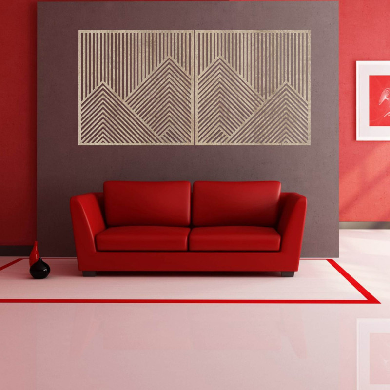 Wall decoration of two with geometric mountain lines