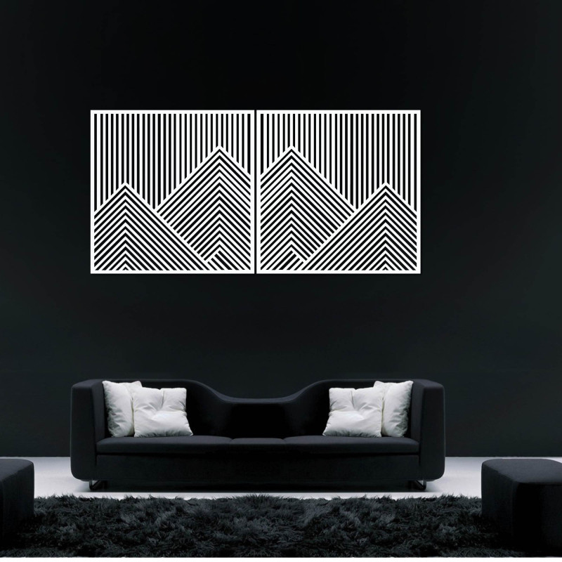 Wall decoration of two with geometric mountain lines