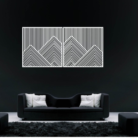 Wall decoration of two with geometric mountain lines