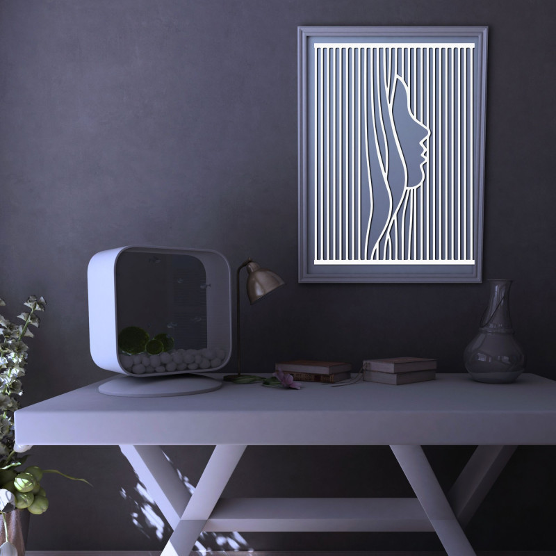 The minimalist silhouette of a woman in geometric lines brings elegance, peace and modern design to your interior.