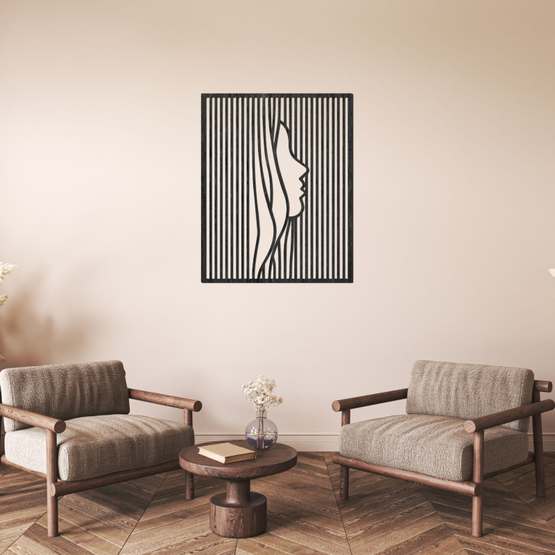 The minimalist silhouette of a woman in geometric lines brings elegance, peace and modern design to your interior.