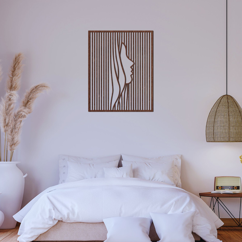 Wooden wall decoration silhouette of a woman's face