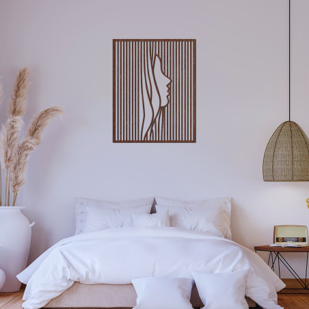 Wooden wall decoration silhouette of a woman's face