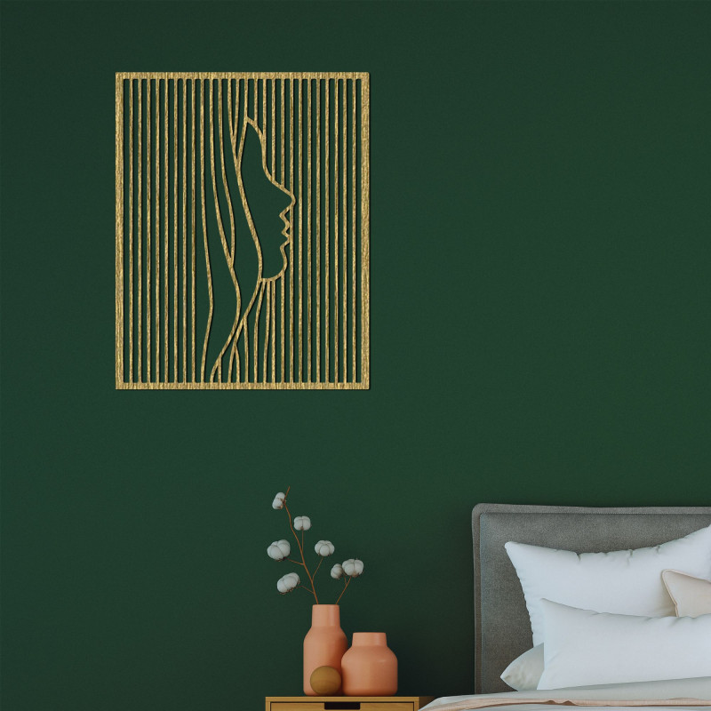 Wooden wall decoration silhouette of a woman's face