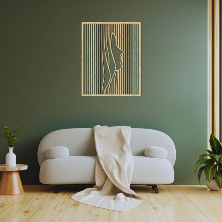 Wooden wall decoration silhouette of a woman's face