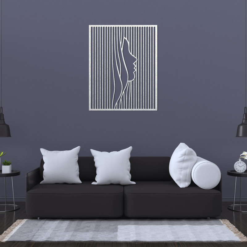 The minimalist silhouette of a woman in geometric lines brings elegance, peace and modern design to your interior.