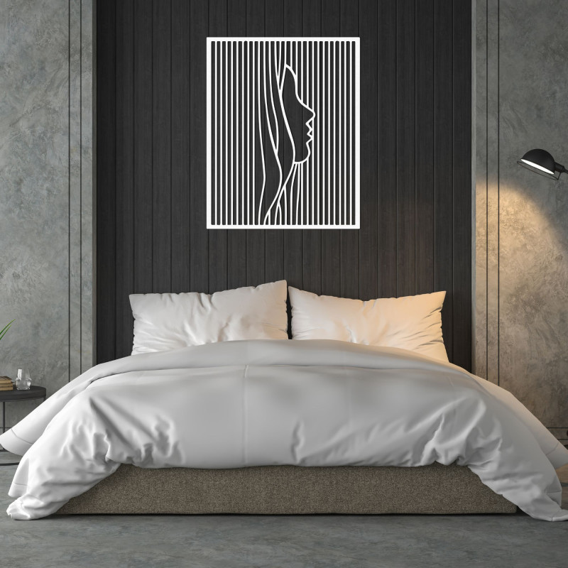 The modern wooden painting combines fine lines and precise geometry, creating a fascinating visual experience.