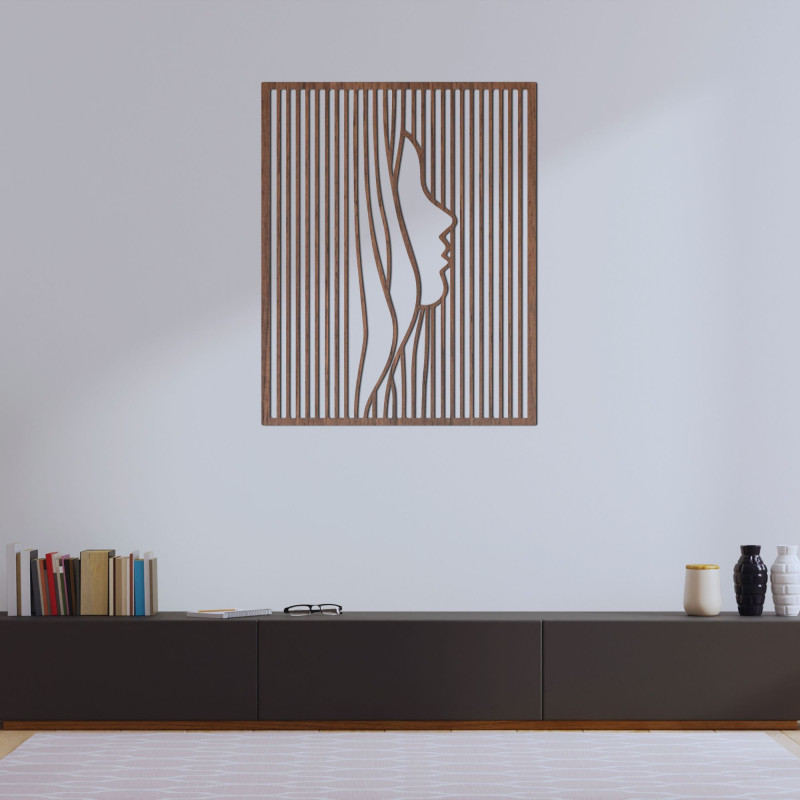 The modern wooden painting combines fine lines and precise geometry, creating a fascinating visual experience.