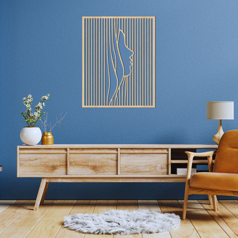 Wooden paintings with optical illusions and minimalist design bring a unique visual experience to the interior
