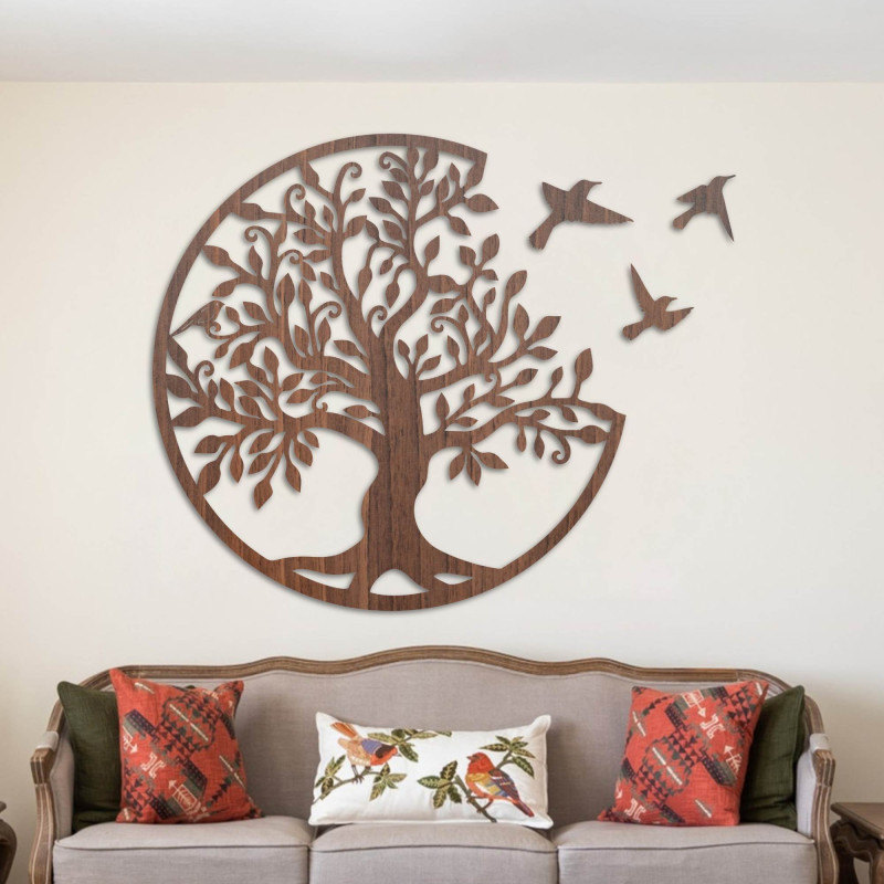 Tree of life painting with flying birds | HOVOJT