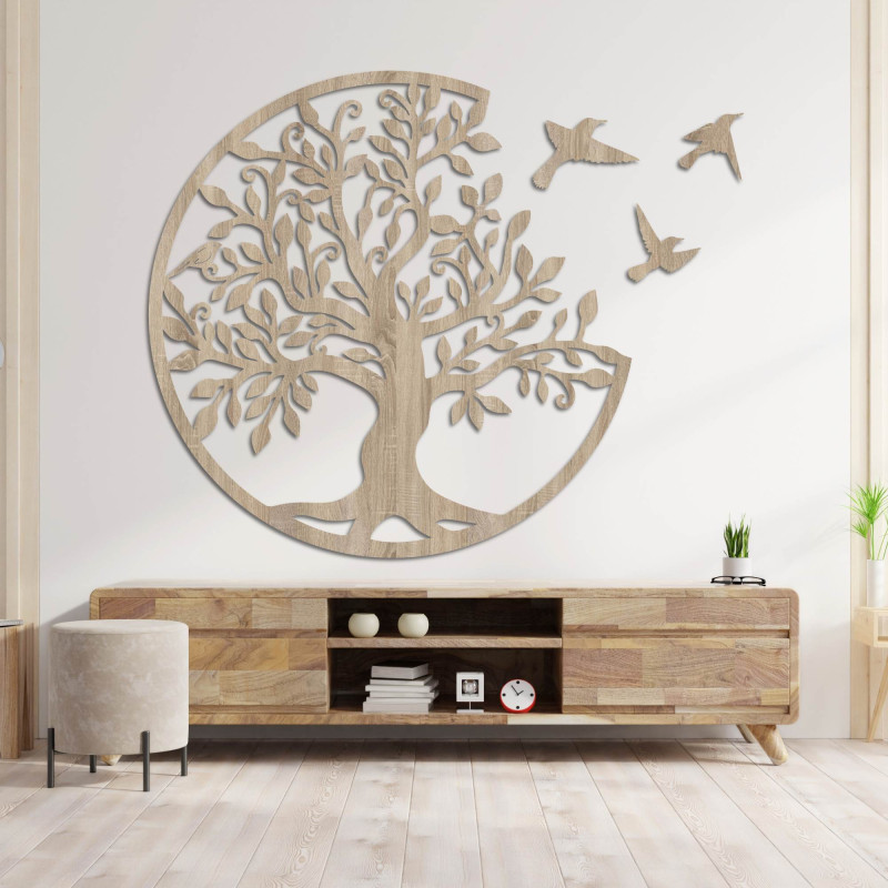 Tree of life painting with flying birds | HOVOJT
