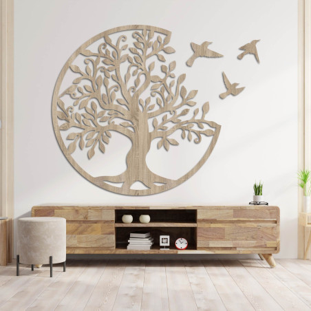 Tree of life painting with flying birds | HOVOJT