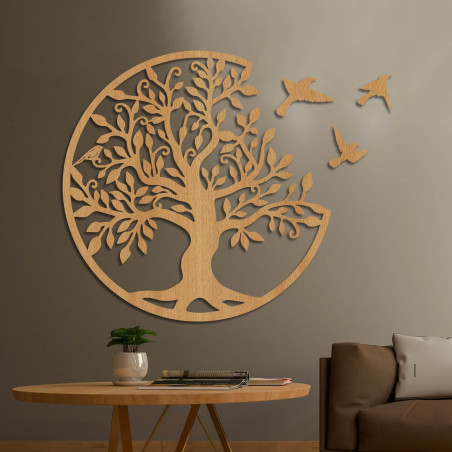 Tree of life painting with flying birds | HOVOJT