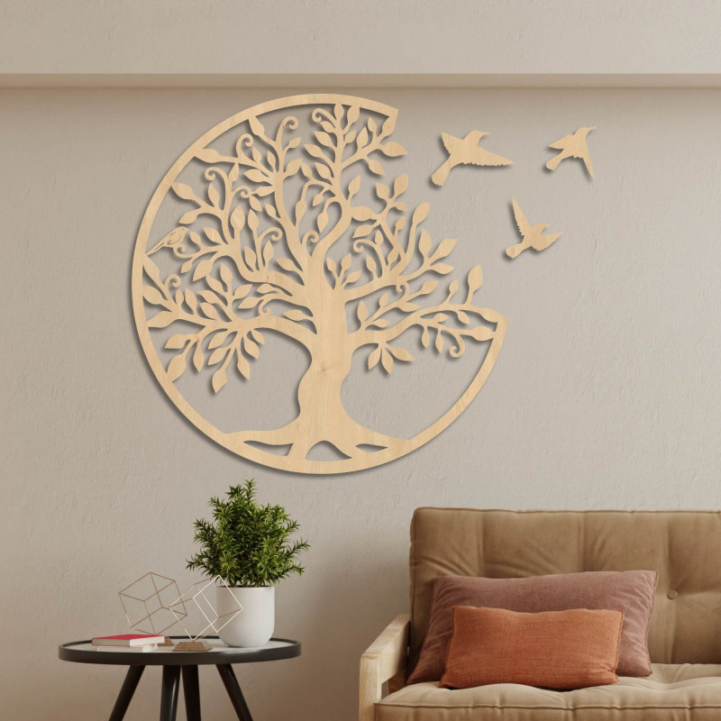 Tree of life painting with flying birds | HOVOJT