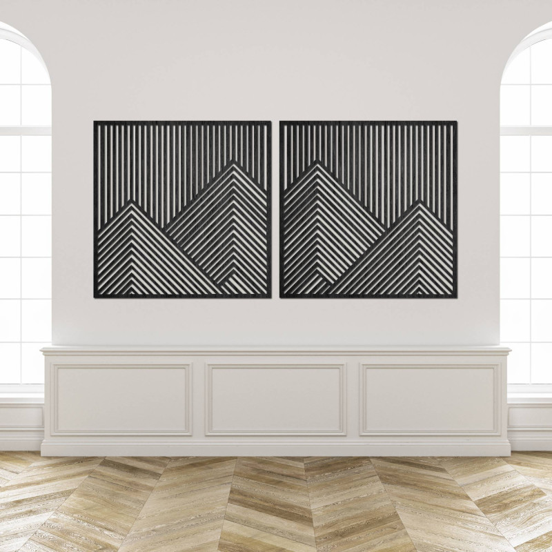 Two-piece wall decoration with a mountain motif in a modern style