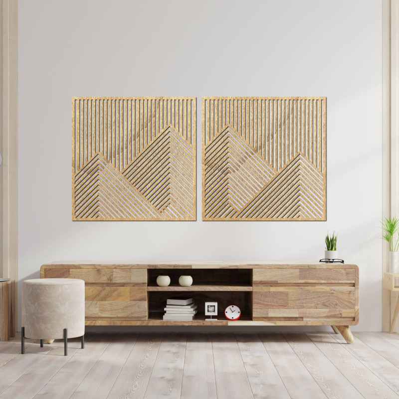 Minimalist wall decoration with mountains in a natural design