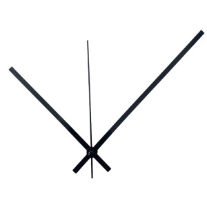 Designer straight black aluminum clock hands for modern interior clocks.