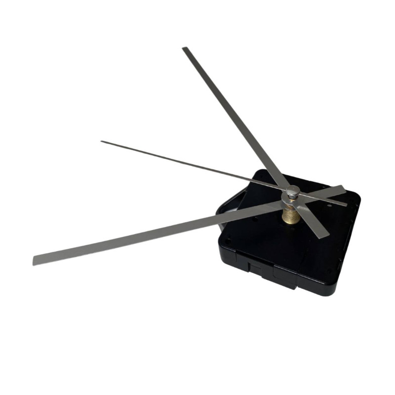 Modern aluminum clock hands in silver for a clean visual effect.