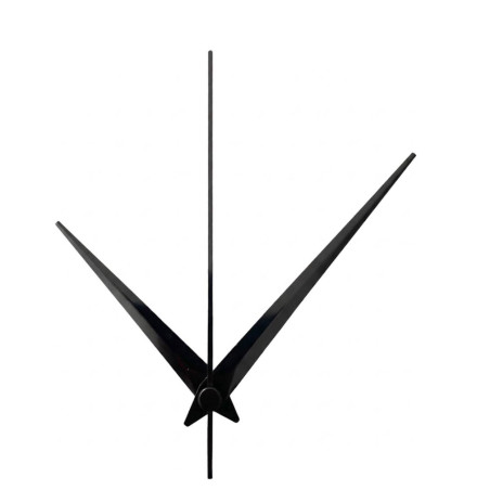 Black pointed aluminum hands for wall clocks in a modern design.