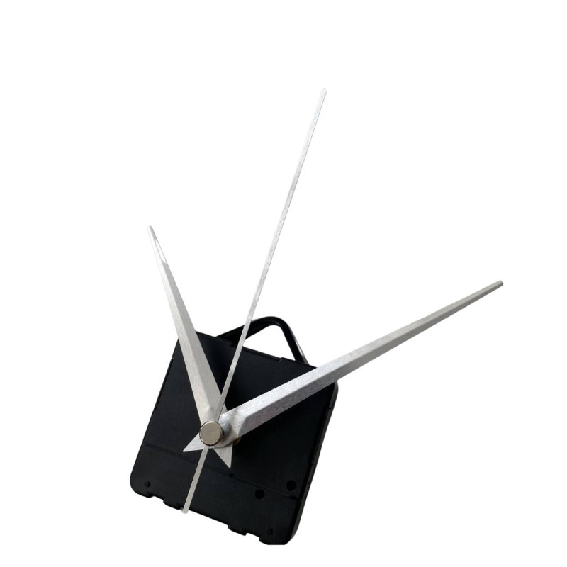 Aluminum pointed hands in silver color suitable for minimalist wall clocks.