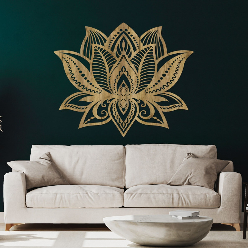 Wooden wall painting lotus flower | LOTONIS