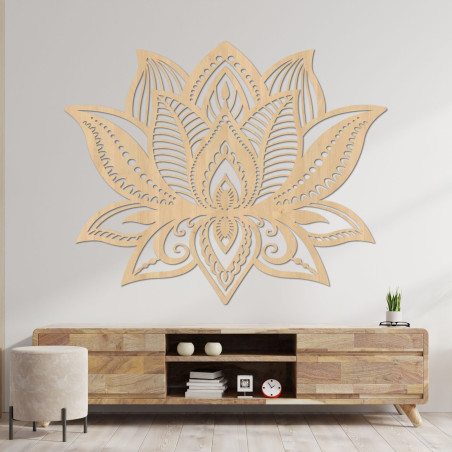 The wooden lotus flower decoration combines aesthetic elegance with spiritual depth.